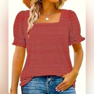 Women’s Stylish Ruffle Trim Square Neck Knit Top - Size XL - NWOT